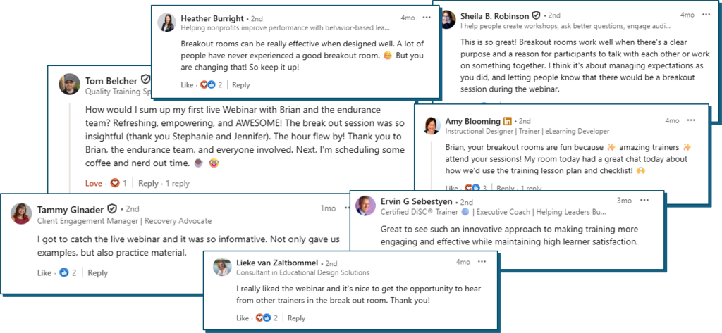 endurance learning's best training webinars feedback